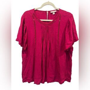 Knox Rose Magenta Key Hole‎ Back Flowy Blouse size medium